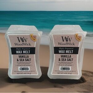Yankee Candle WoodWick VANILLA & SEA SALT Fragrance Wax Warmer Melts 2 Pack
